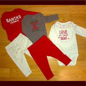 Baby girl newborn-3 months red/white set